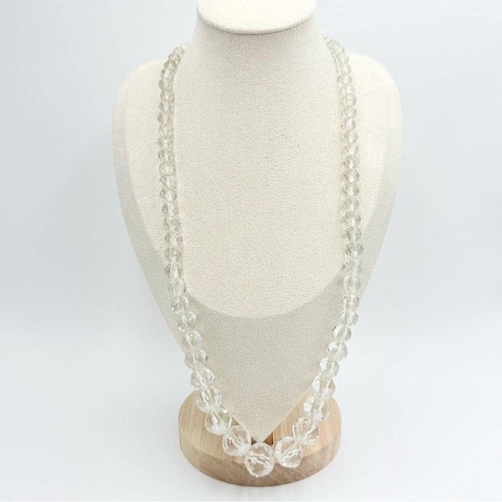 Vintage Large Clear Crystal Beaded Necklace